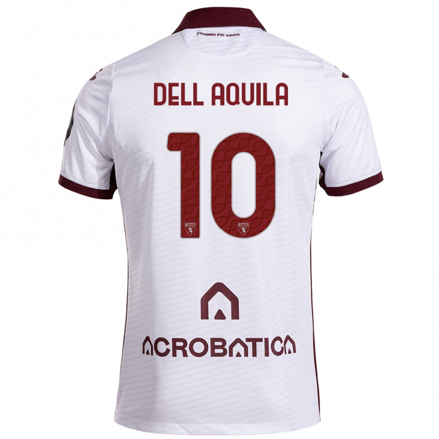 Niño Fútbol Camiseta Francesco Dell'aquila #10 Blanco Granate 2ª Equipación 2024/25