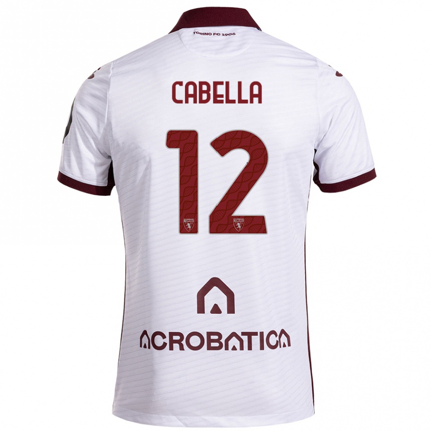 Niño Fútbol Camiseta Matteo Cabella #12 Blanco Granate 2ª Equipación 2024/25