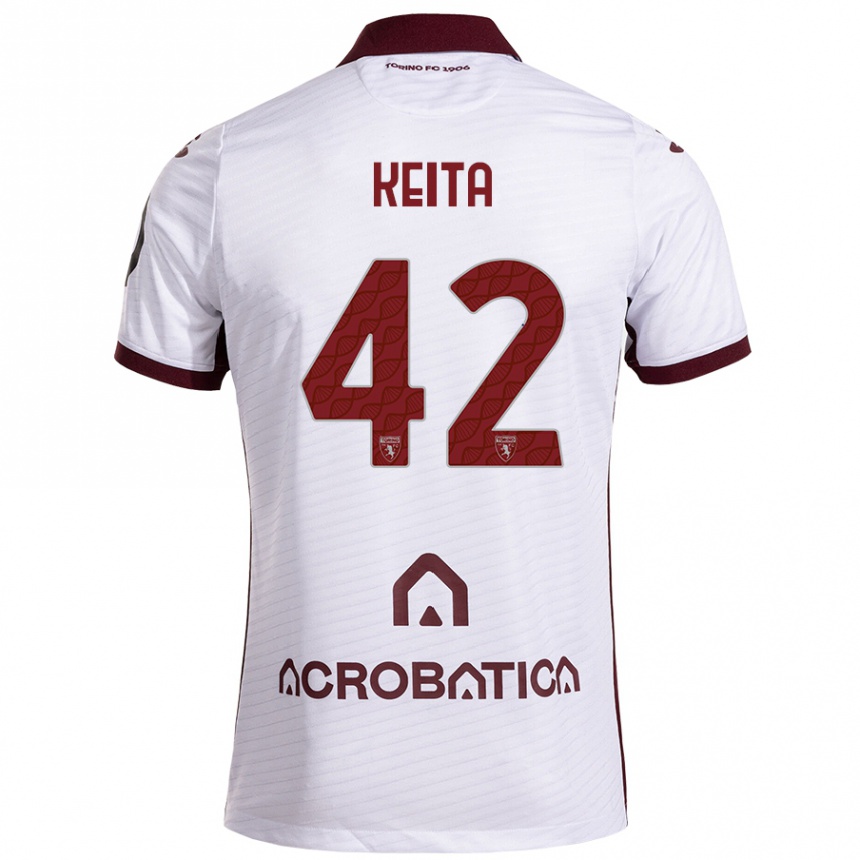 Niño Fútbol Camiseta Karamoko Keita #42 Blanco Granate 2ª Equipación 2024/25