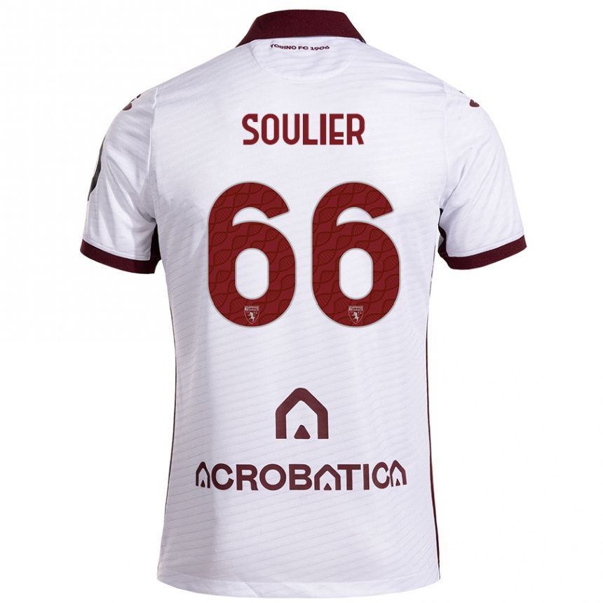 Niño Fútbol Camiseta Evan Soulier #66 Blanco Granate 2ª Equipación 2024/25