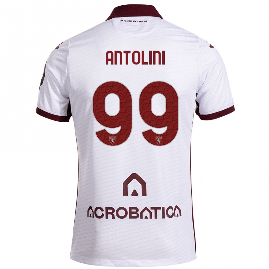 Niño Fútbol Camiseta Jacopo Antolini #99 Blanco Granate 2ª Equipación 2024/25