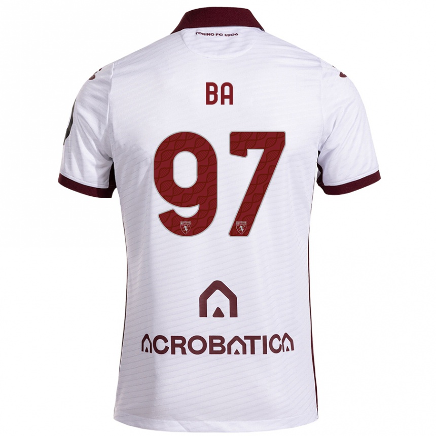 Niño Fútbol Camiseta El-Hadji Ba #97 Blanco Granate 2ª Equipación 2024/25