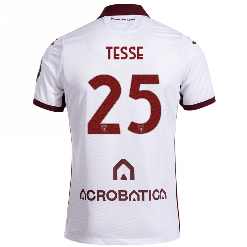 Niño Fútbol Camiseta Manuela Tesse #25 Blanco Granate 2ª Equipación 2024/25