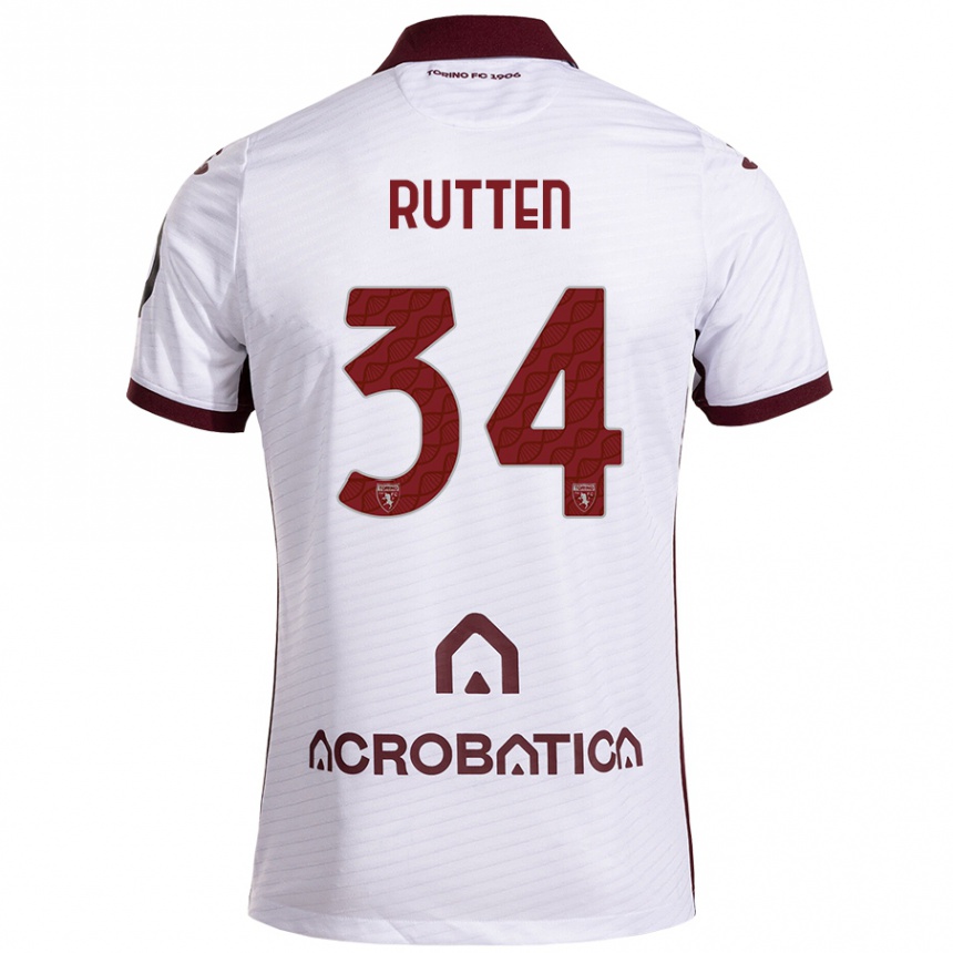 Niño Fútbol Camiseta Jill Rutten #34 Blanco Granate 2ª Equipación 2024/25