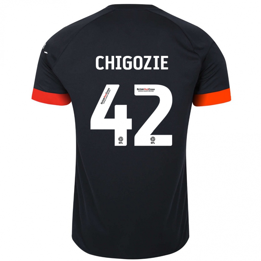 Niño Fútbol Camiseta Christian Chigozie #42 Negro Naranja 2ª Equipación 2024/25