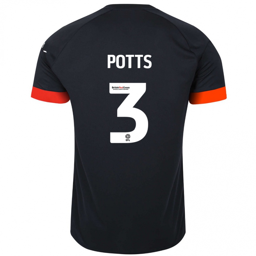 Niño Fútbol Camiseta Dan Potts #3 Negro Naranja 2ª Equipación 2024/25