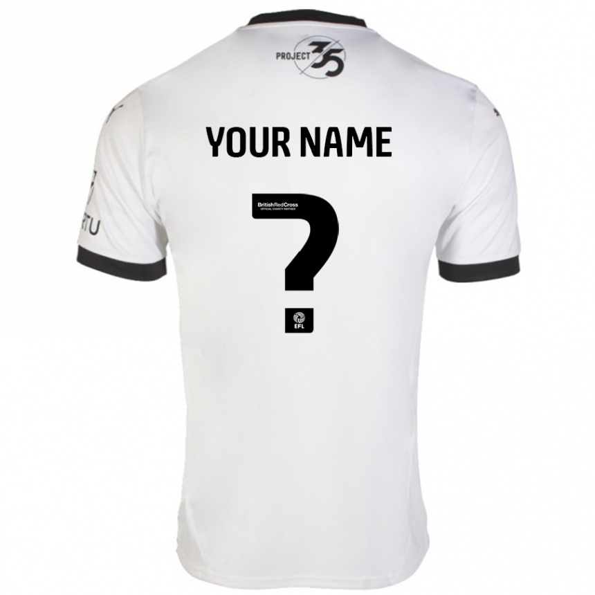 Niño Fútbol Camiseta Su Nombre #0 Blanco Negro 2ª Equipación 2024/25