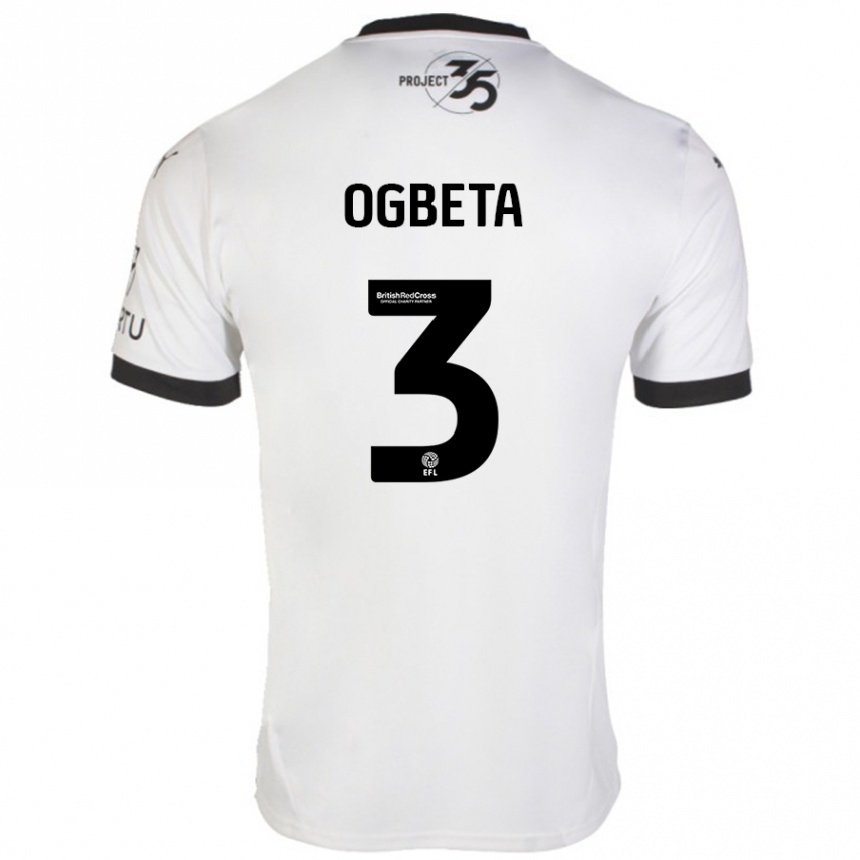 Niño Fútbol Camiseta Nathanael Ogbeta #3 Blanco Negro 2ª Equipación 2024/25