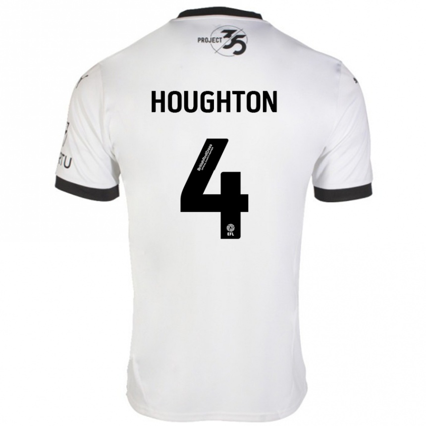 Niño Fútbol Camiseta Jordan Houghton #4 Blanco Negro 2ª Equipación 2024/25