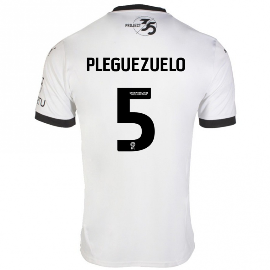 Niño Fútbol Camiseta Julio Pleguezuelo #5 Blanco Negro 2ª Equipación 2024/25