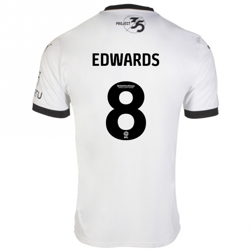 Niño Fútbol Camiseta Joe Edwards #8 Blanco Negro 2ª Equipación 2024/25