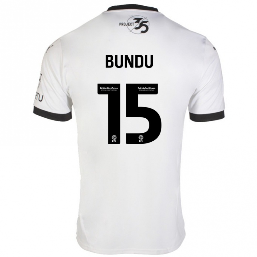 Niño Fútbol Camiseta Mustapha Bundu #15 Blanco Negro 2ª Equipación 2024/25