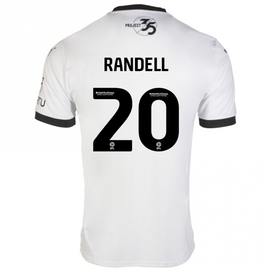 Niño Fútbol Camiseta Adam Randell #20 Blanco Negro 2ª Equipación 2024/25