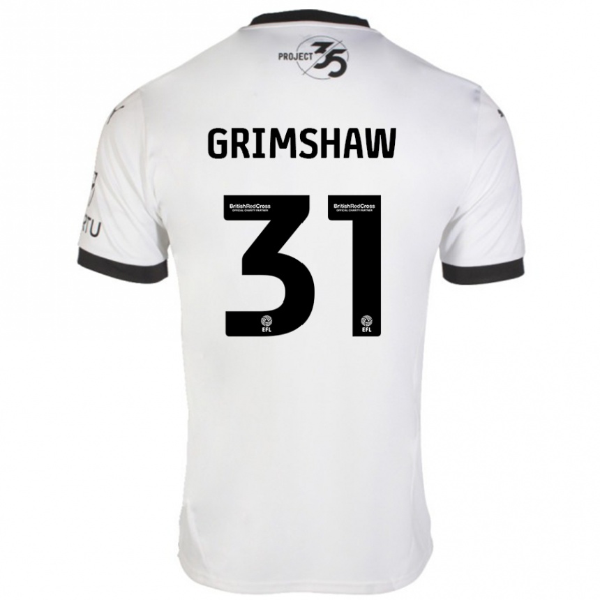 Niño Fútbol Camiseta Daniel Grimshaw #31 Blanco Negro 2ª Equipación 2024/25