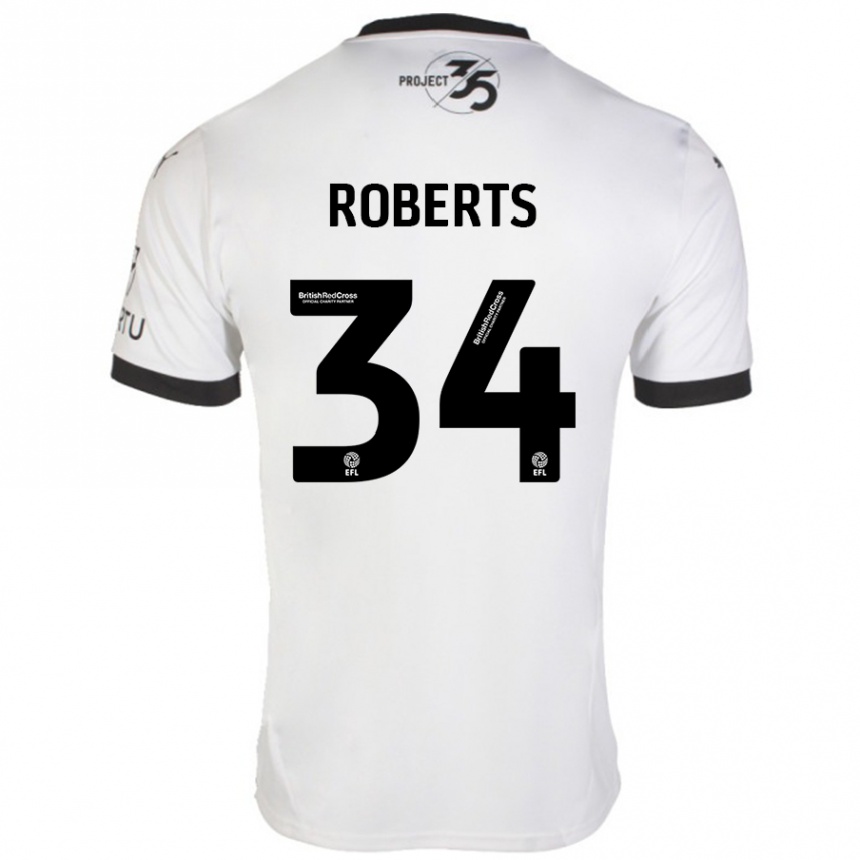 Niño Fútbol Camiseta Caleb Roberts #34 Blanco Negro 2ª Equipación 2024/25