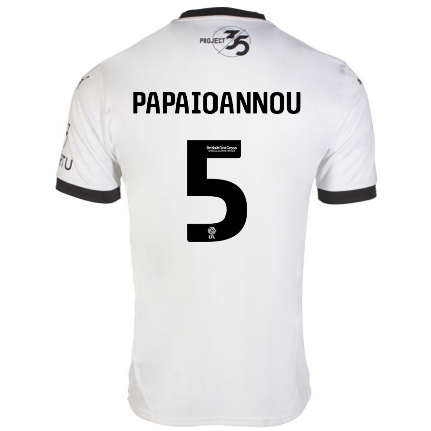 Niño Fútbol Camiseta Panagiota Papaioannou #5 Blanco Negro 2ª Equipación 2024/25