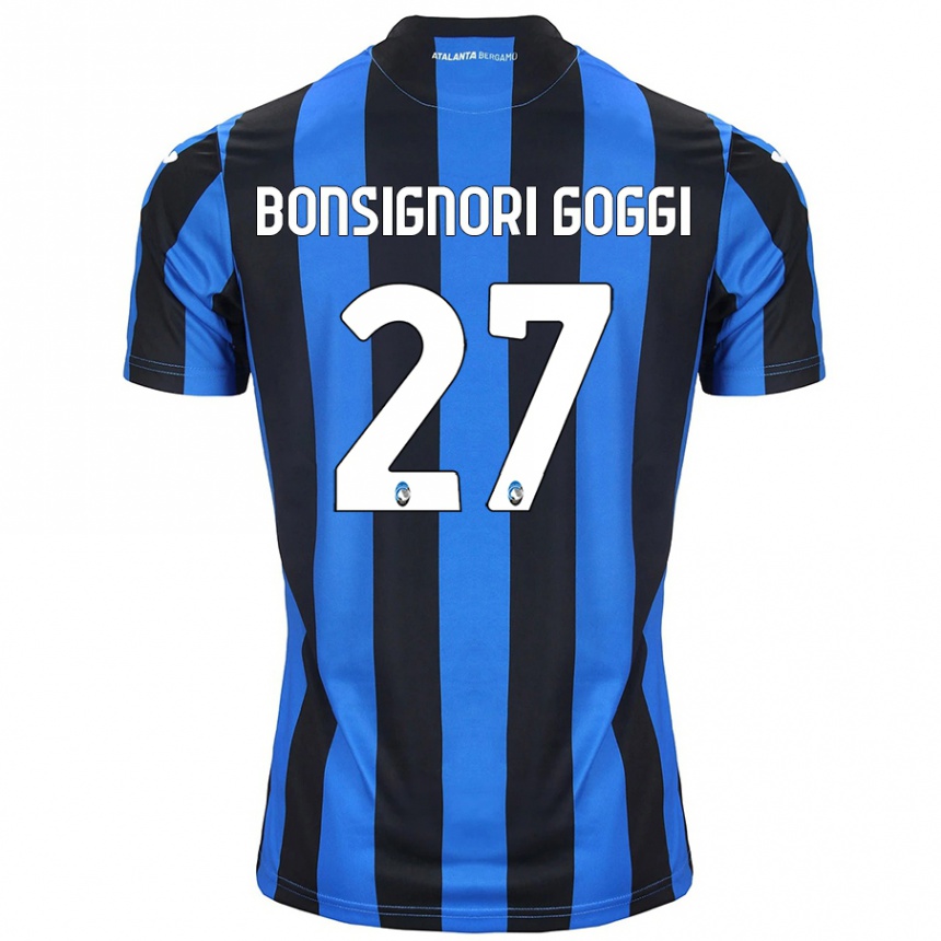 Hombre Fútbol Camiseta Lorenzo Bonsignori Goggi #27 Azul Negro 1ª Equipación 2024/25