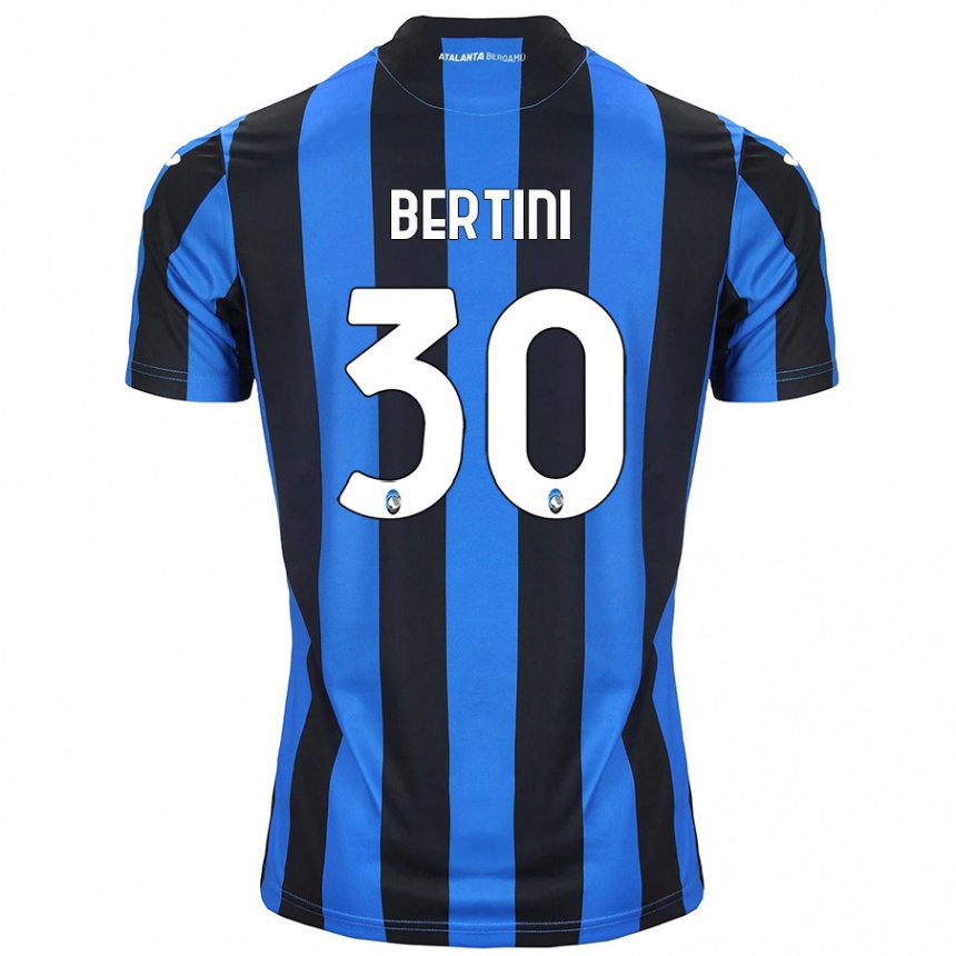 Hombre Fútbol Camiseta Tommaso Bertini #30 Azul Negro 1ª Equipación 2024/25