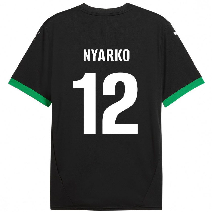 Hombre Fútbol Camiseta Lorenzo Nyarko #12 Negro Verde Oscuro 1ª Equipación 2024/25