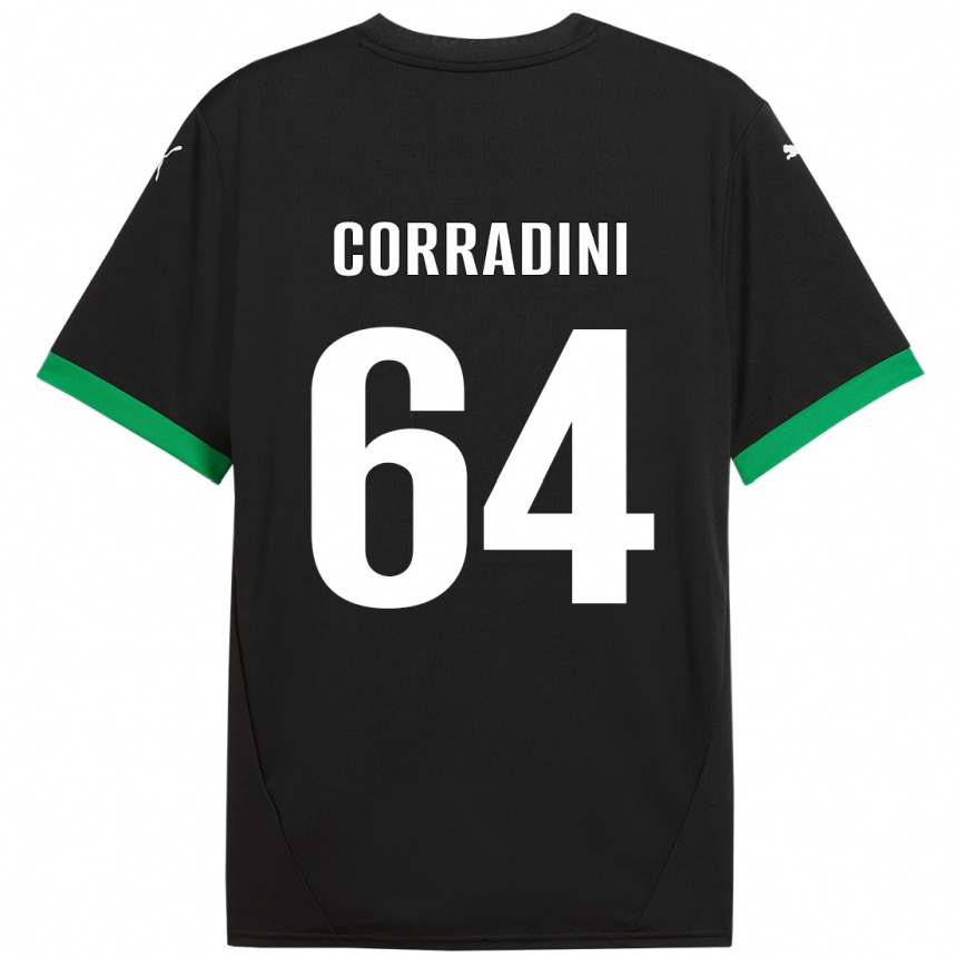 Hombre Fútbol Camiseta Francesco Corradini #64 Negro Verde Oscuro 1ª Equipación 2024/25