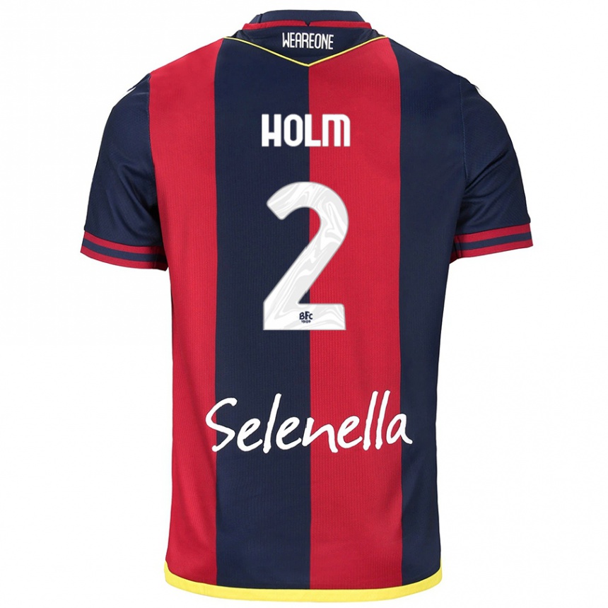 Hombre Fútbol Camiseta Emil Holm #2 Rojo Azul Real 1ª Equipación 2024/25