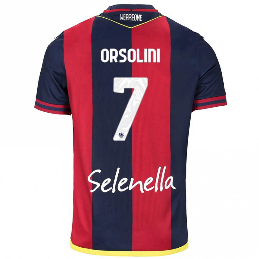 Hombre Fútbol Camiseta Riccardo Orsolini #7 Rojo Azul Real 1ª Equipación 2024/25