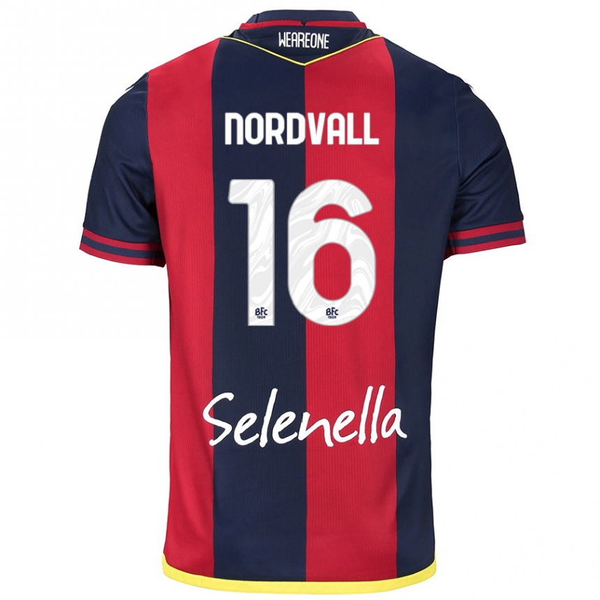 Hombre Fútbol Camiseta Ossian Nordvall #16 Rojo Azul Real 1ª Equipación 2024/25