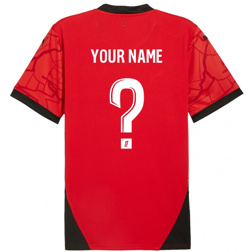 Hombre Fútbol Camiseta Su Nombre #0 Rojo Negro 1ª Equipación 2024/25