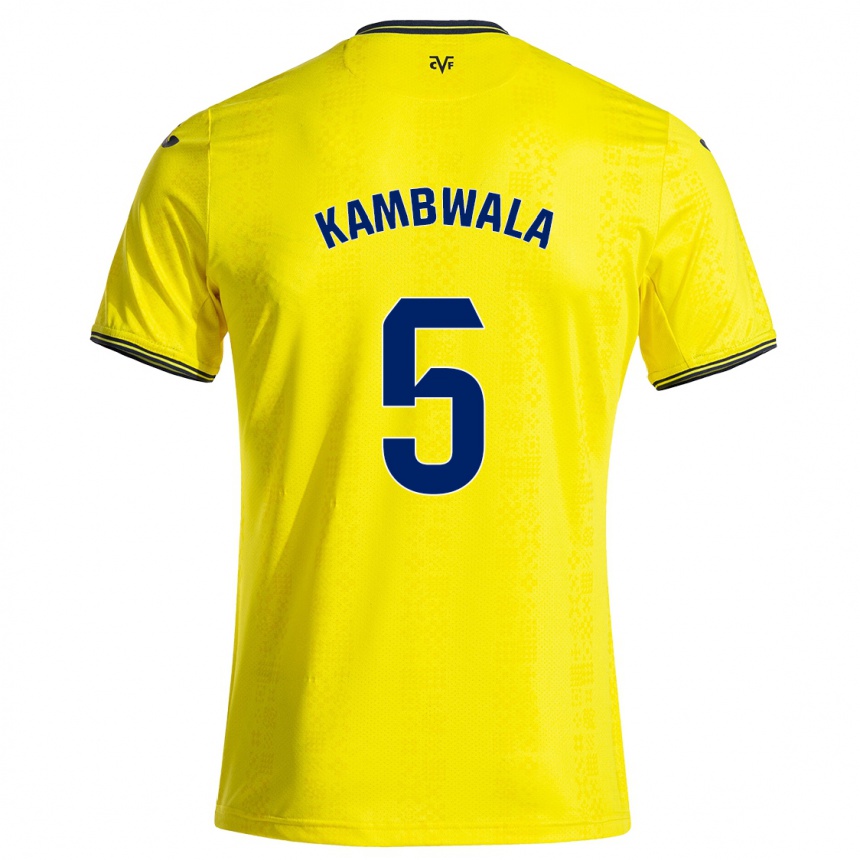 Hombre Fútbol Camiseta Willy Kambwala #5 Amarillo Negro 1ª Equipación 2024/25