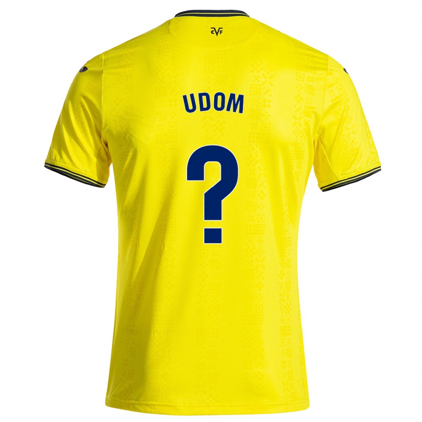 Hombre Fútbol Camiseta Ekerette Udom #0 Amarillo Negro 1ª Equipación 2024/25