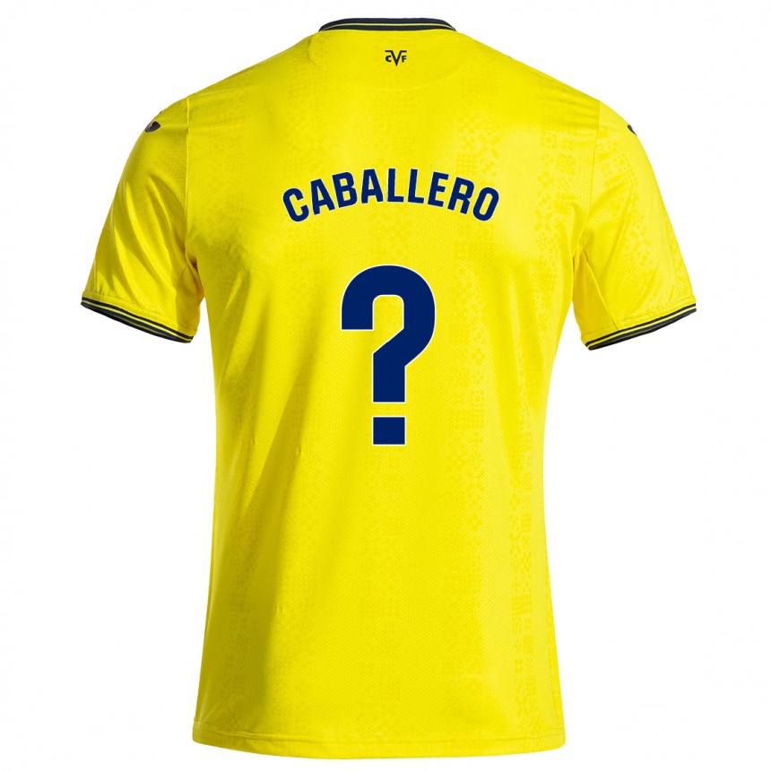 Hombre Fútbol Camiseta Jesús Caballero #0 Amarillo Negro 1ª Equipación 2024/25