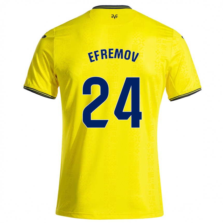 Hombre Fútbol Camiseta Anton Efremov #24 Amarillo Negro 1ª Equipación 2024/25