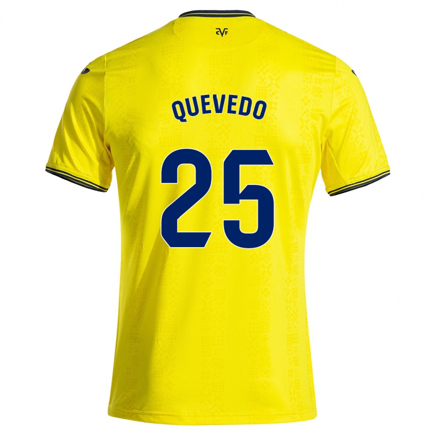 Hombre Fútbol Camiseta Alex Quevedo #25 Amarillo Negro 1ª Equipación 2024/25