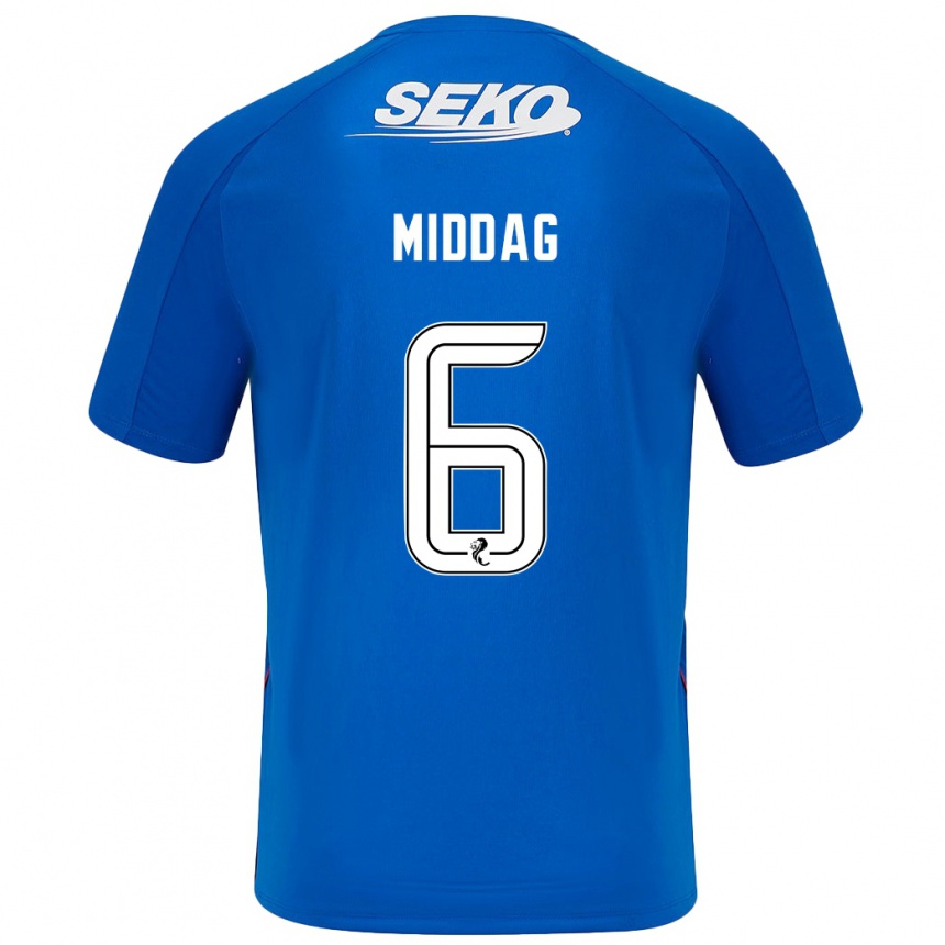 Hombre Fútbol Camiseta Tessel Middag #6 Azul Oscuro 1ª Equipación 2024/25