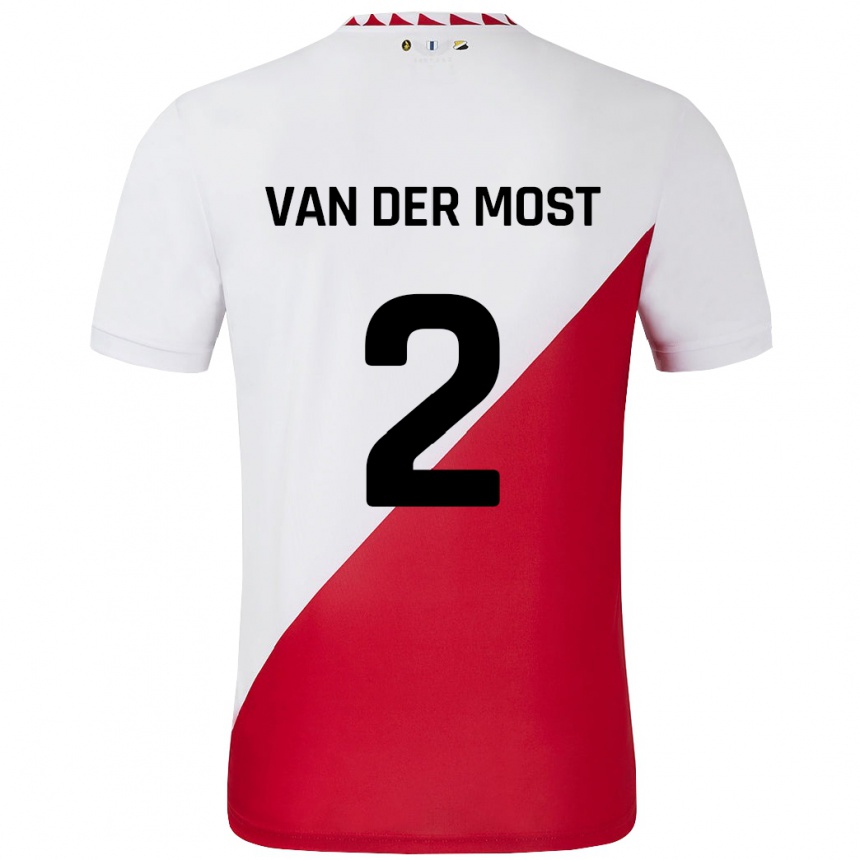 Hombre Fútbol Camiseta Liza Van Der Most #2 Blanco Rojo 1ª Equipación 2024/25