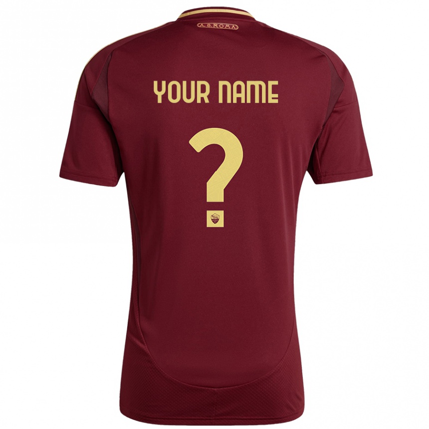 Hombre Fútbol Camiseta Su Nombre #0 Rojo Marrón Dorado 1ª Equipación 2024/25