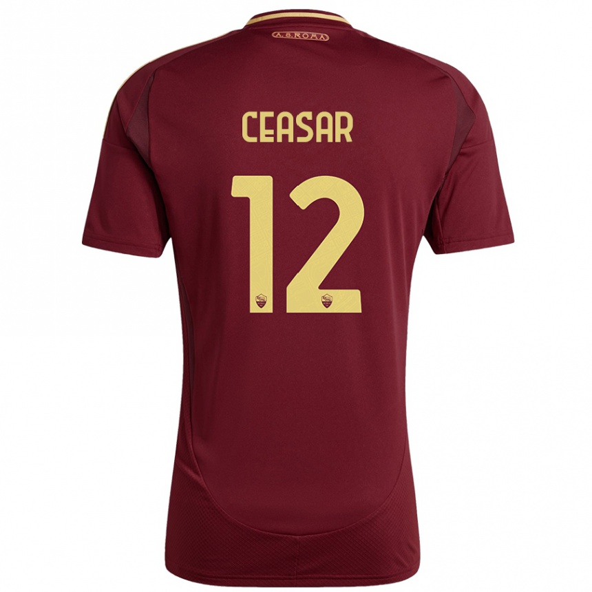 Hombre Fútbol Camiseta Camelia Ceasar #12 Rojo Marrón Dorado 1ª Equipación 2024/25