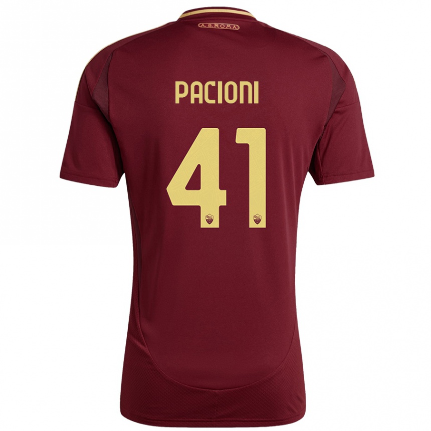 Hombre Fútbol Camiseta Eleonora Pacioni #41 Rojo Marrón Dorado 1ª Equipación 2024/25