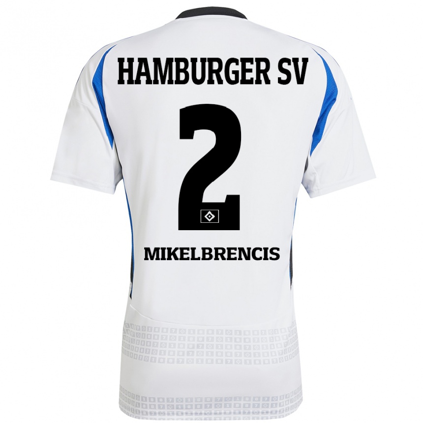 Hombre Fútbol Camiseta William Mikelbrencis #2 Blanco Azul 1ª Equipación 2024/25