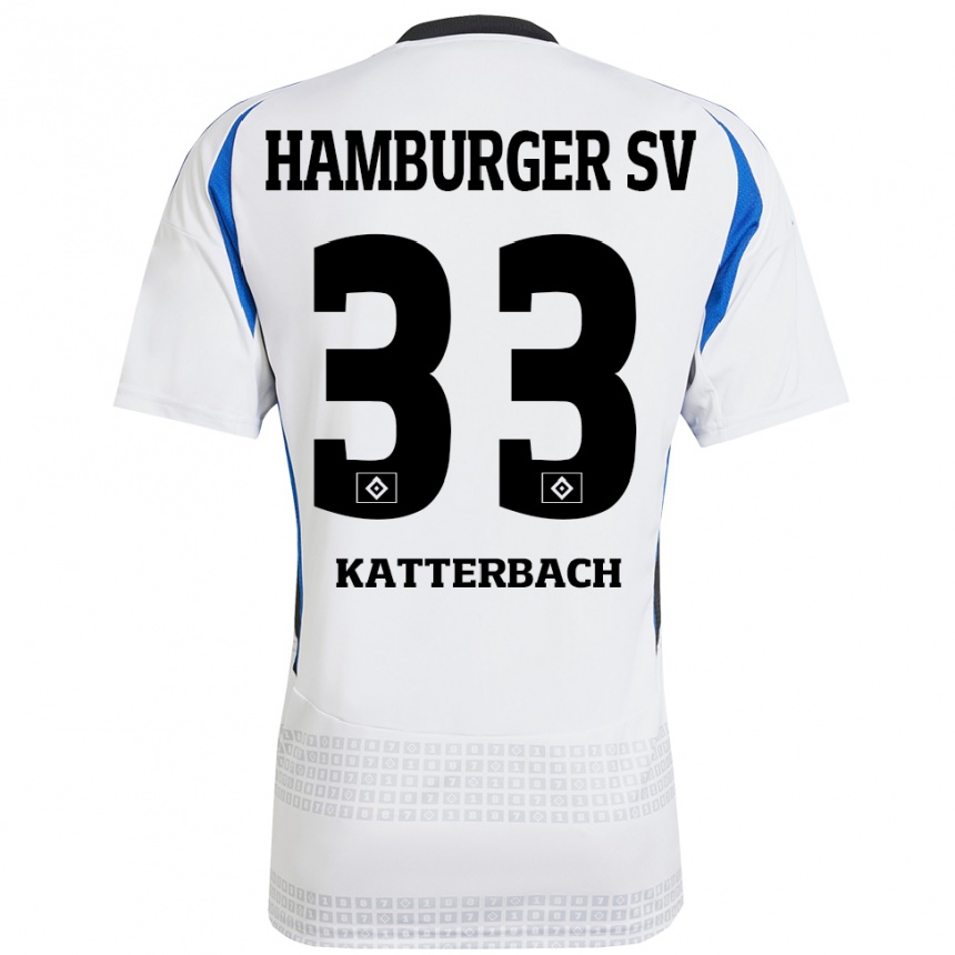 Hombre Fútbol Camiseta Noah Katterbach #33 Blanco Azul 1ª Equipación 2024/25