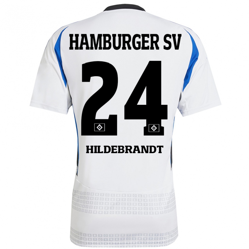 Hombre Fútbol Camiseta Tjark Hildebrandt #24 Blanco Azul 1ª Equipación 2024/25