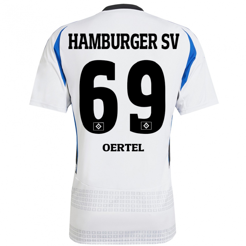 Hombre Fútbol Camiseta Jan Oertel #69 Blanco Azul 1ª Equipación 2024/25