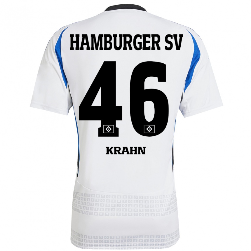 Hombre Fútbol Camiseta Elijah Krahn #46 Blanco Azul 1ª Equipación 2024/25