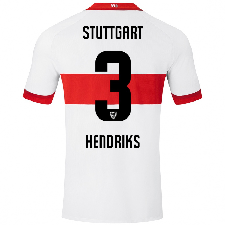 Hombre Fútbol Camiseta Ramon Hendriks #3 Blanco Rojo 1ª Equipación 2024/25