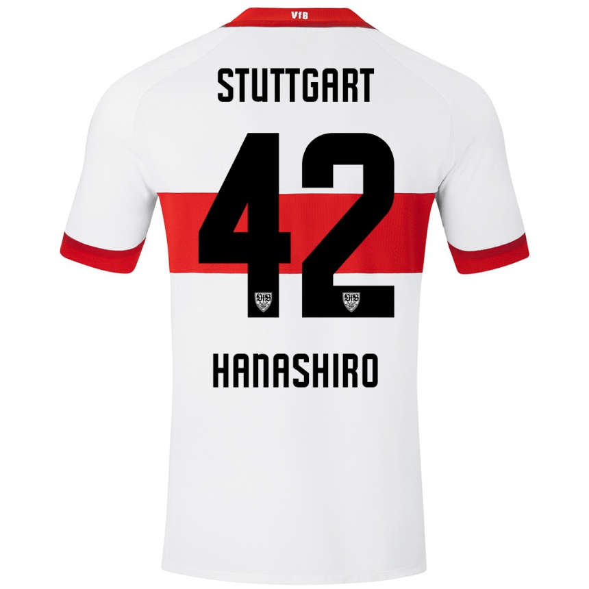 Hombre Fútbol Camiseta Rinto Hanashiro #42 Blanco Rojo 1ª Equipación 2024/25