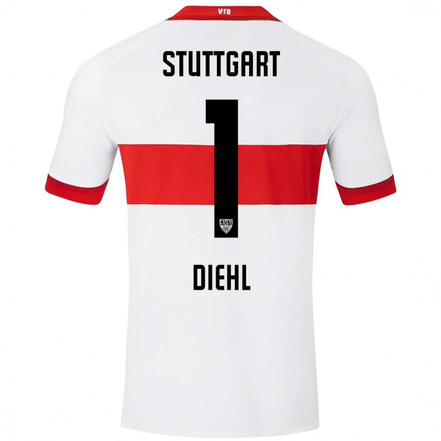 Hombre Fútbol Camiseta Vanessa Diehl #1 Blanco Rojo 1ª Equipación 2024/25