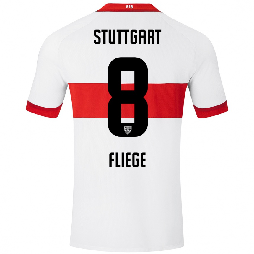 Hombre Fútbol Camiseta Anna Fliege #8 Blanco Rojo 1ª Equipación 2024/25