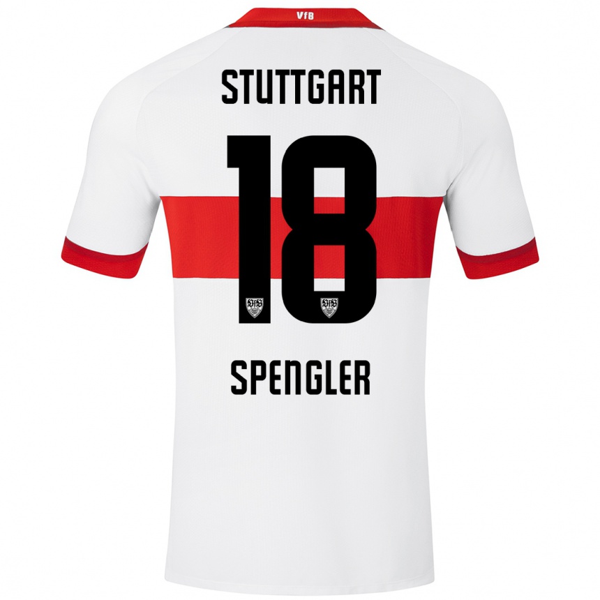 Hombre Fútbol Camiseta Jana Spengler #18 Blanco Rojo 1ª Equipación 2024/25