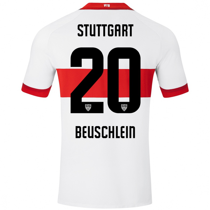 Hombre Fútbol Camiseta Jana Beuschlein #20 Blanco Rojo 1ª Equipación 2024/25