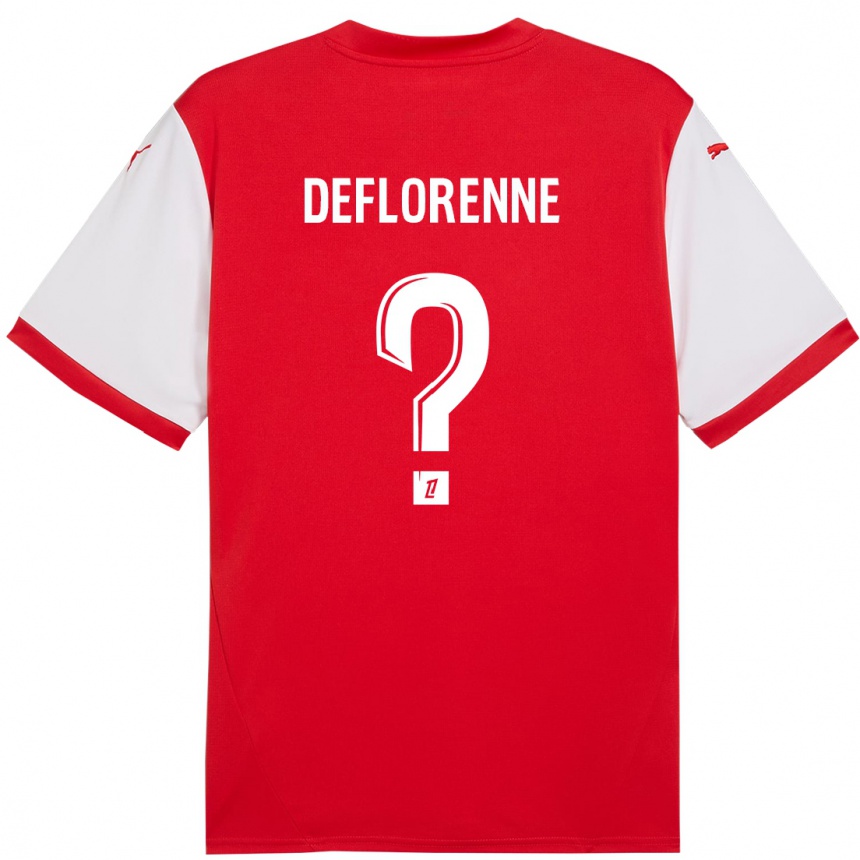 Hombre Fútbol Camiseta Théo Deflorenne #0 Rojo Blanco 1ª Equipación 2024/25